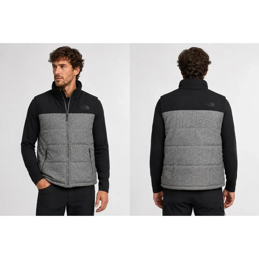 The North Face Wool Blend Retro Utility Vest Black Gray — Large